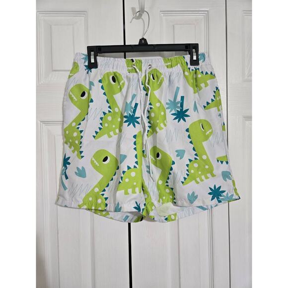 Shein small men's dinosaur printed lined swim trunks - Picture 1 of 10